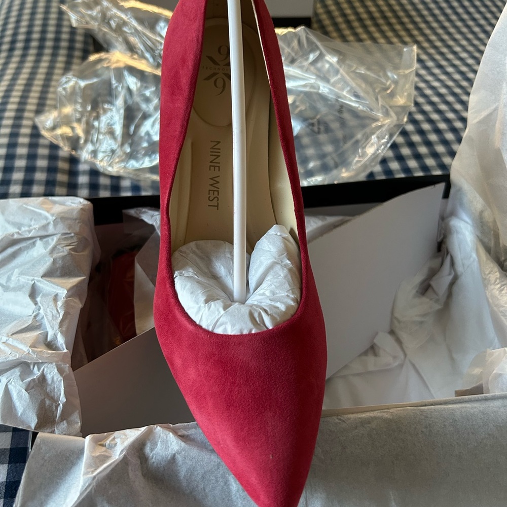 NWT red real leather—suede heels.  👠 - Picture 2 of 10